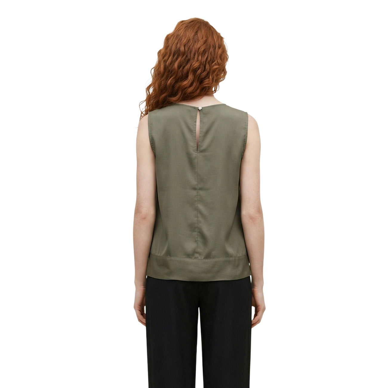 Only Blusa Donna Verde Smanicata Scollo Tondo Con Bottoni In Viscosa