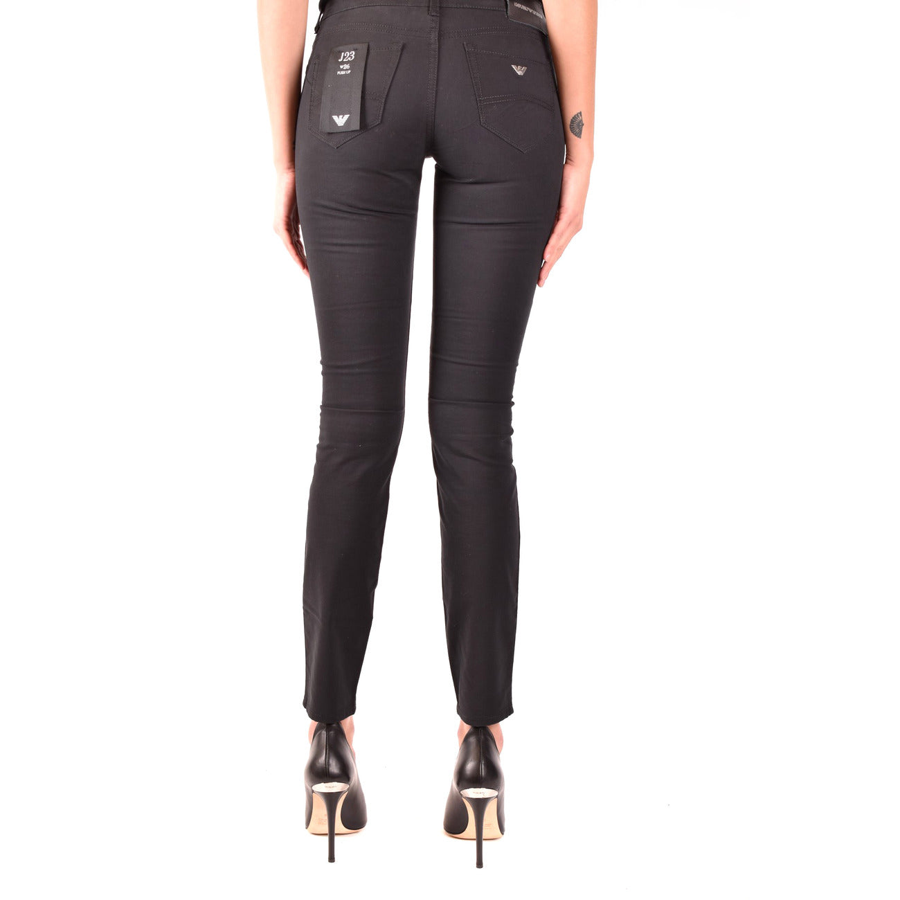 Emporio Armani Jeans Donna Nero Con Chiusura Zip E Bottone Primavera