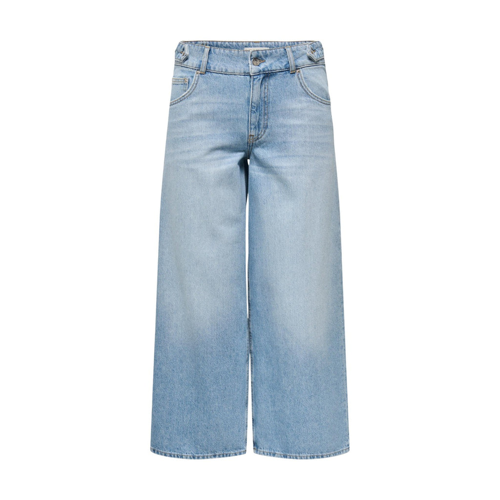Only Jeans Donna Vita Alta Regular Wide Azzurro Cotone Biologico