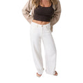 Guess Pantaloni Donna Wide Leg Ankle Bianco Cotone Lyocell