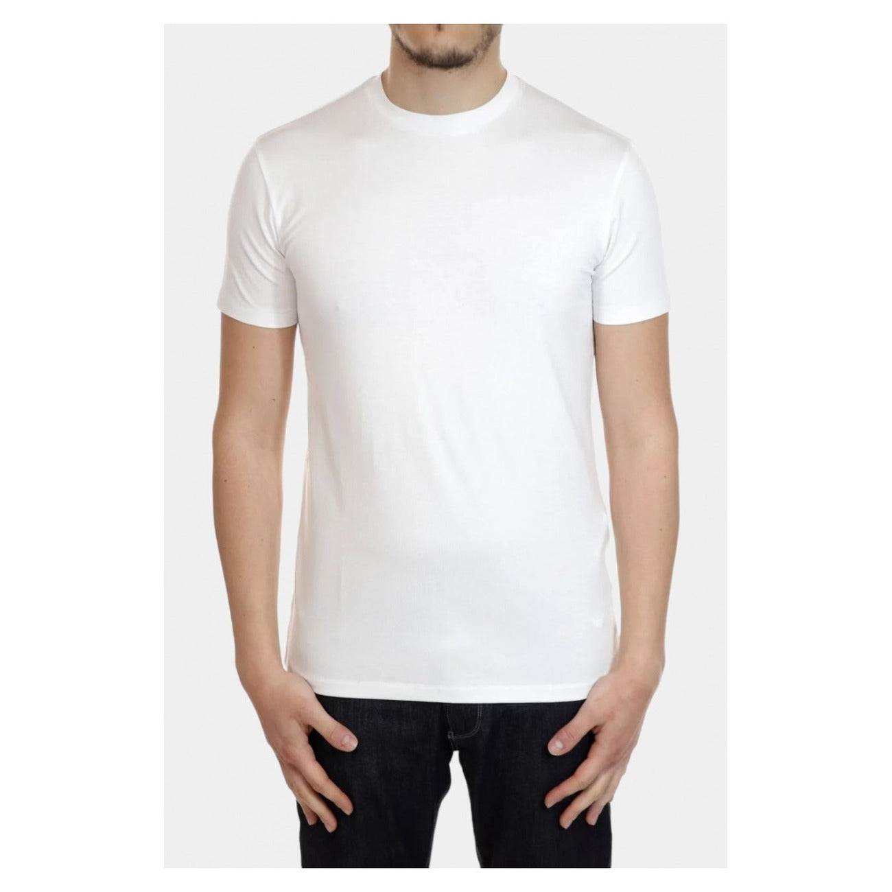 Emporio Armani T Shirt Uomo Bianca Maniche Corte Viscosa Elastan Primavera Estate