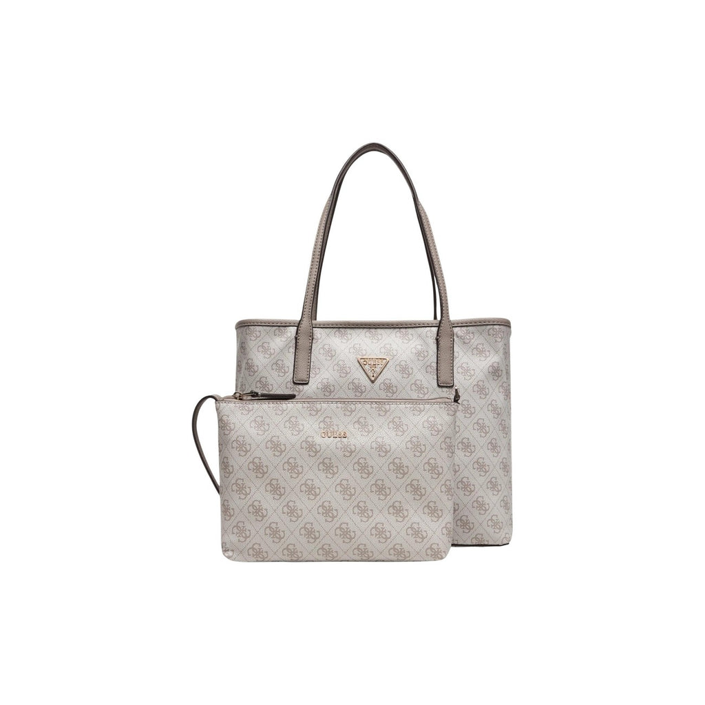 Guess Borsa Donna Grigia Stampa 34x28x14 Con Pochette Interna