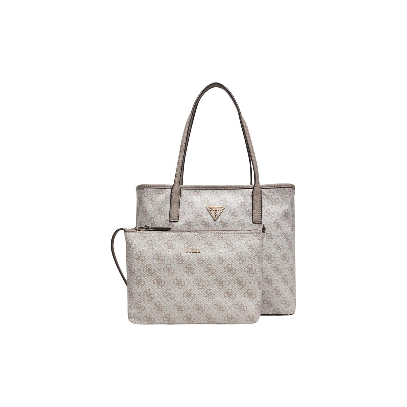 Guess Borsa Donna Grigia Stampa 34x28x14 Con Pochette Interna