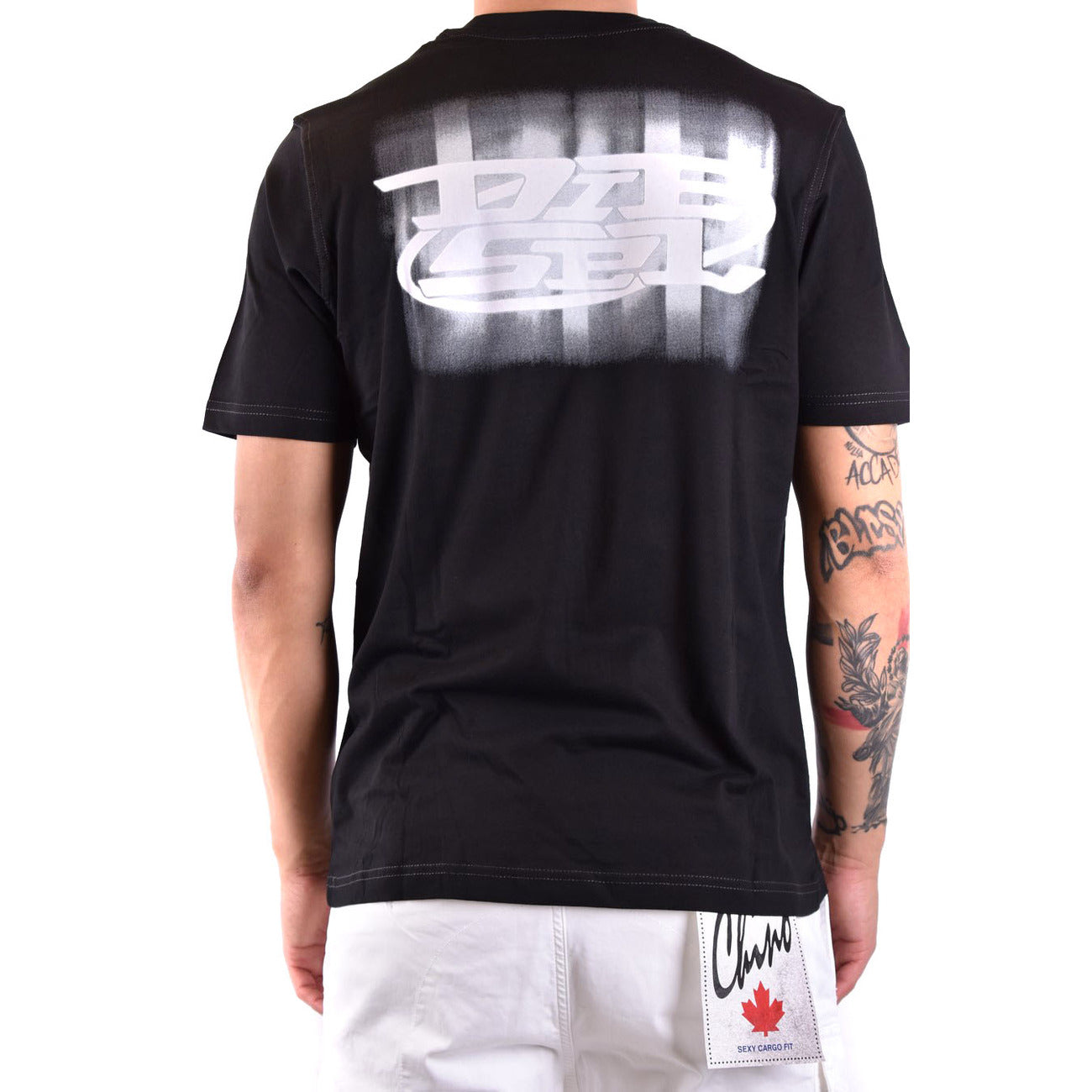 Diesel T Shirt Uomo Nero Stampa Cotone 100 Girocollo Maniche Corte