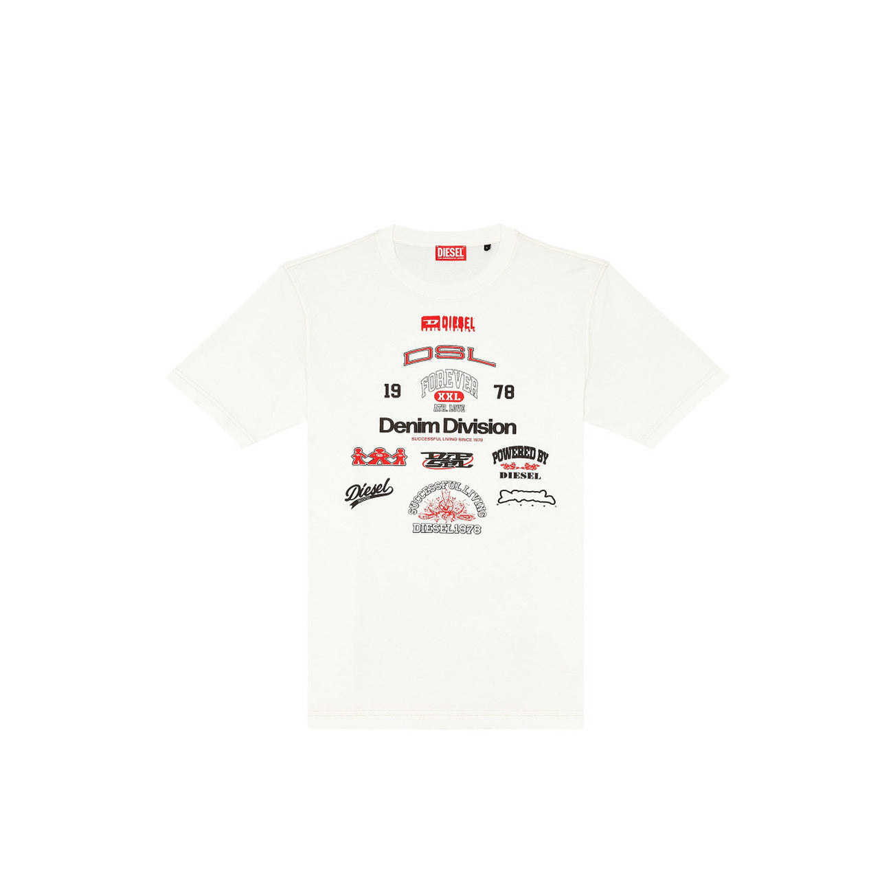 Diesel T Shirt Uomo Cotone 100 Bianco Stampa Girocollo Maniche Corte
