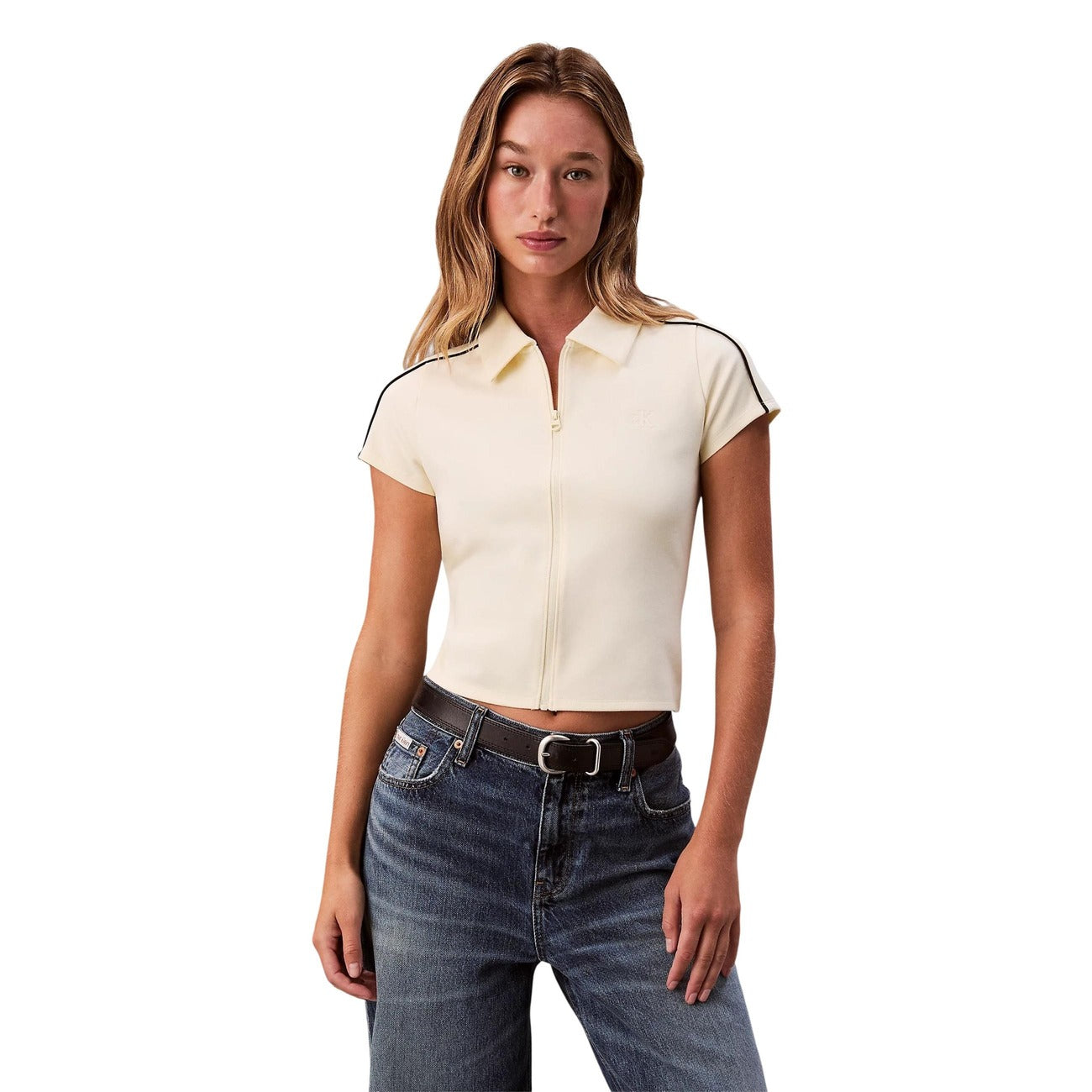 Calvin Klein Jeans T Shirt Donna Nero Maniche Corte Scollo Tondo Primavera Estate