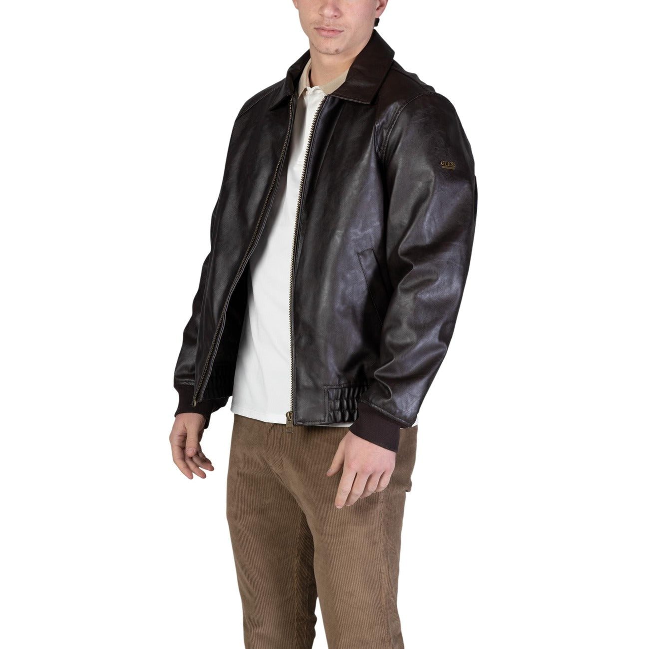 Guess Giacca Aviator Uomo Marrone Cerniera Colletto Classico
