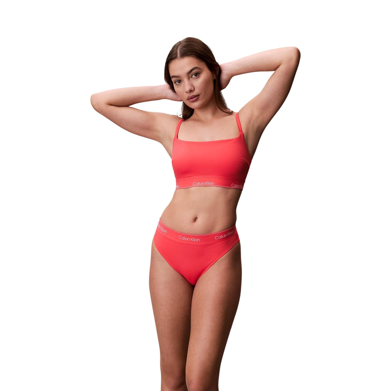 Calvin Klein Jeans Costume Donna Bikini Top Arancione Scollo Quadrato