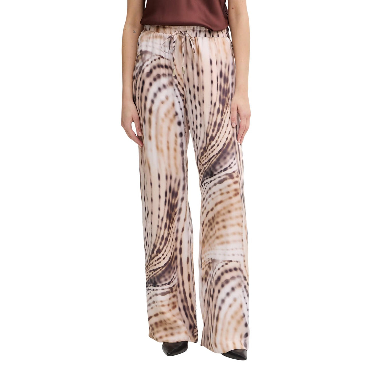 Guess Pantaloni Donna Dalia Fluid Jogger Beige Lyocell Primavera Estate