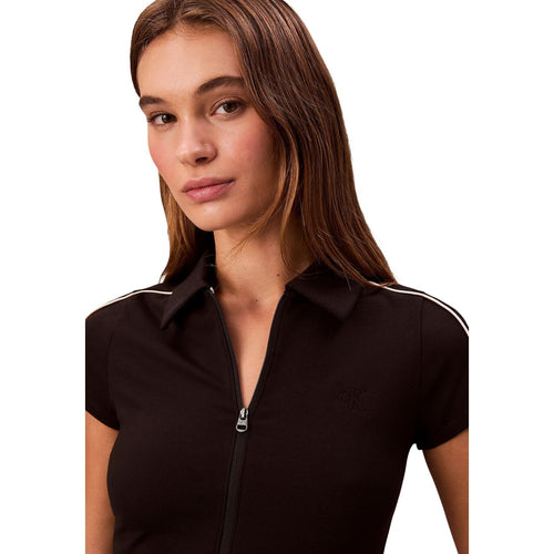 Calvin Klein Jeans T Shirt Donna Nero Maniche Corte Scollo Tondo Primavera Estate