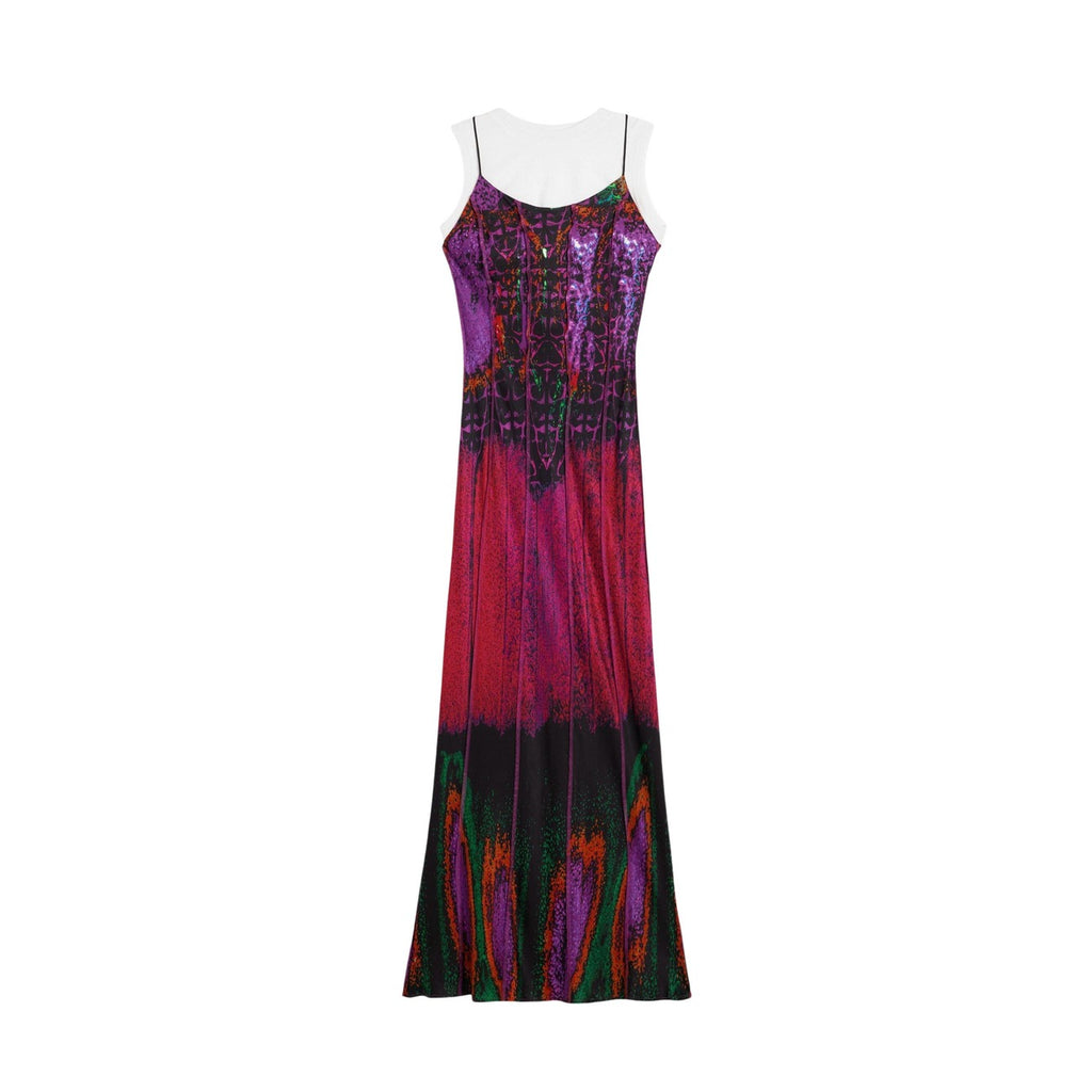 Desigual Abito Donna Fuxia Stampa Viscosa Spalline Primavera Estate