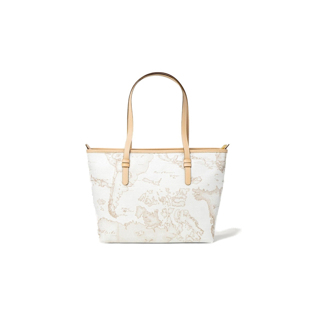 Alviero Martini Prima Classe Borsa Donna Bianco Stampa Pelle 36x23.5x13.5 Cm