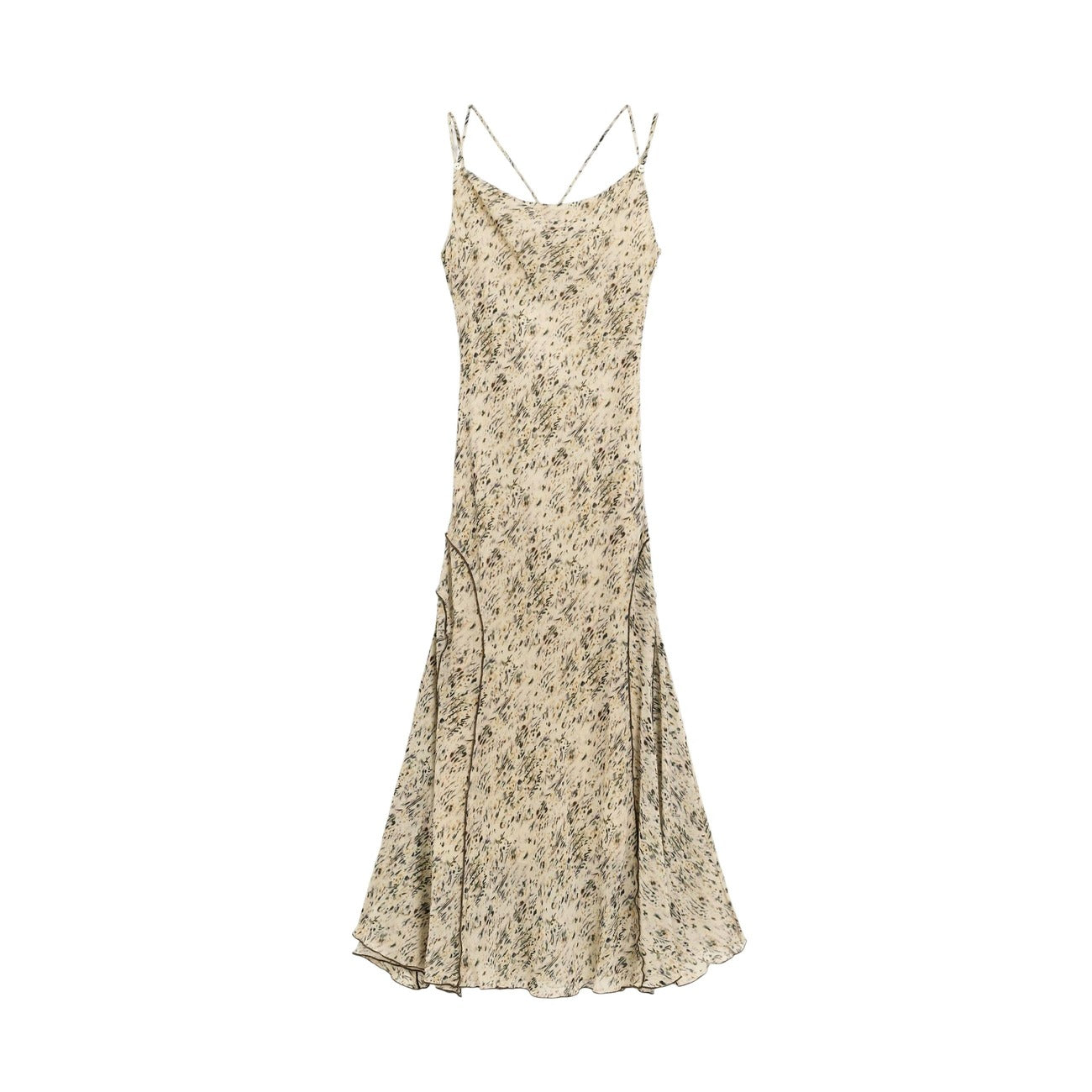 Desigual Abito Donna Beige Scollo A V Spalline Primavera Estate