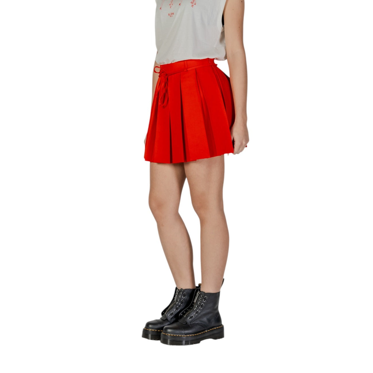 Gonna Midi Rosso Con Lacci Only Donna Primavera Estate Poliestere Elastan
