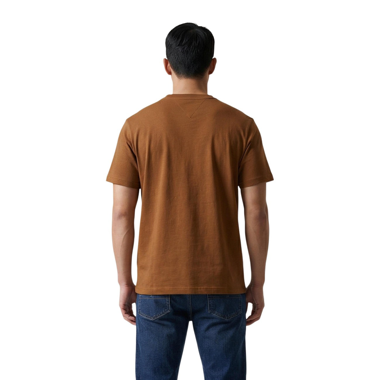 Tommy Hilfiger Jeans T Shirt Uomo Marrone Maniche Corte Cotone