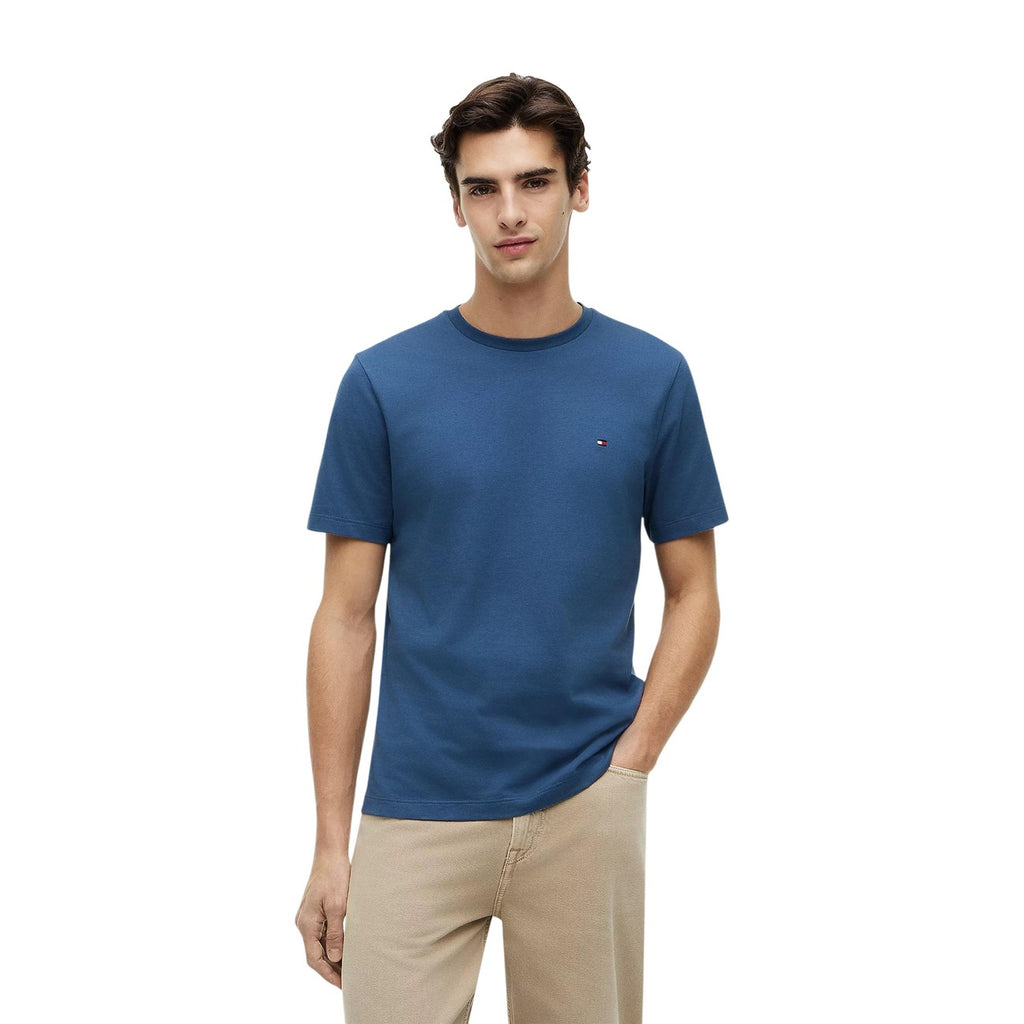 Tommy Hilfiger T Shirt Uomo Azzurro Cotone Organico Maniche Corte