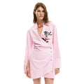 Desigual Abito Donna Rosa A Righe Cotone 100 Maniche Lunghe Scollo V