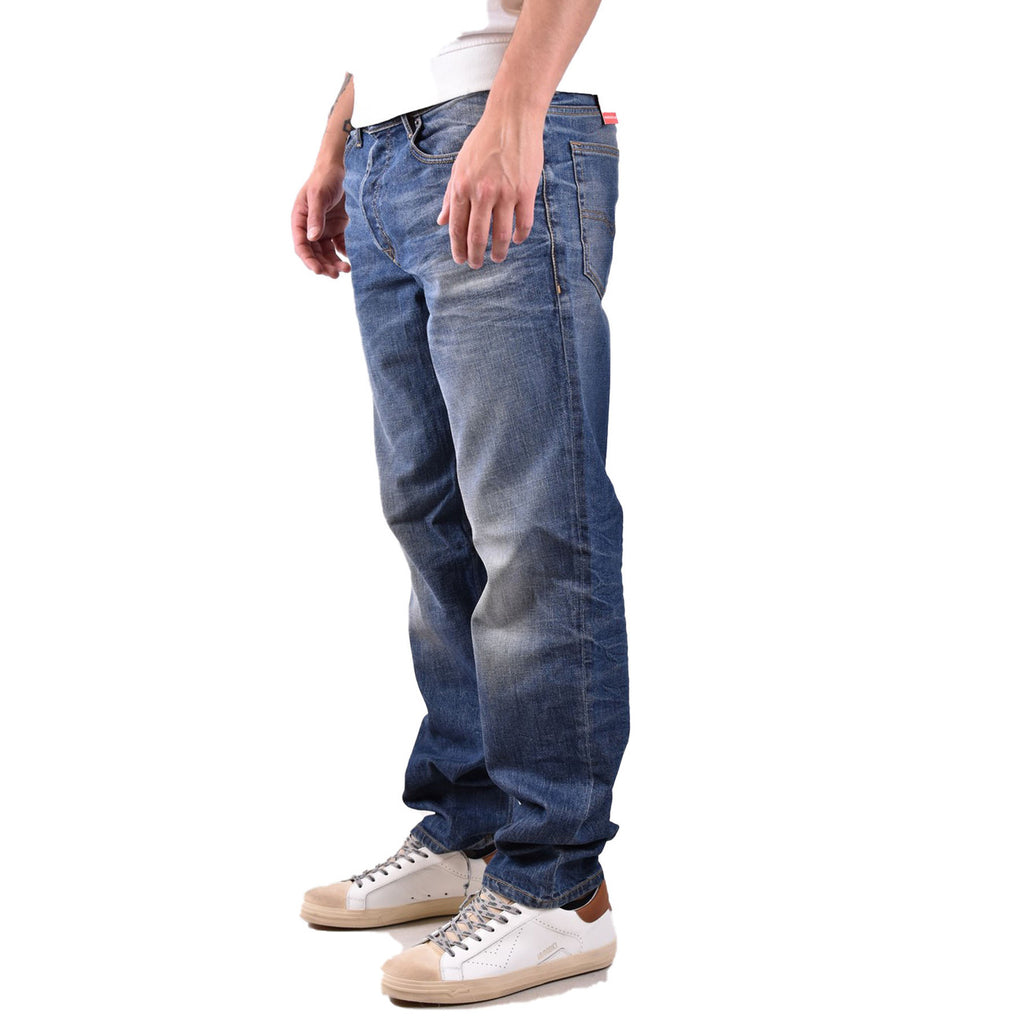 Diesel Jeans Uomo Blu Effetto Consumato Zip E Bottone Primavera Estate