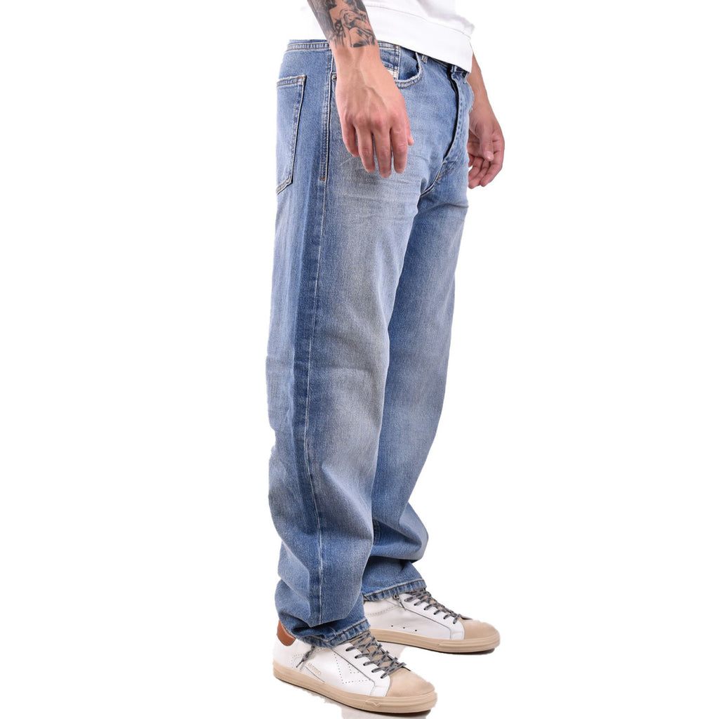 Jeans Uomo Diesel Blu Effetto Consumato Zip E Bottone In Cotone