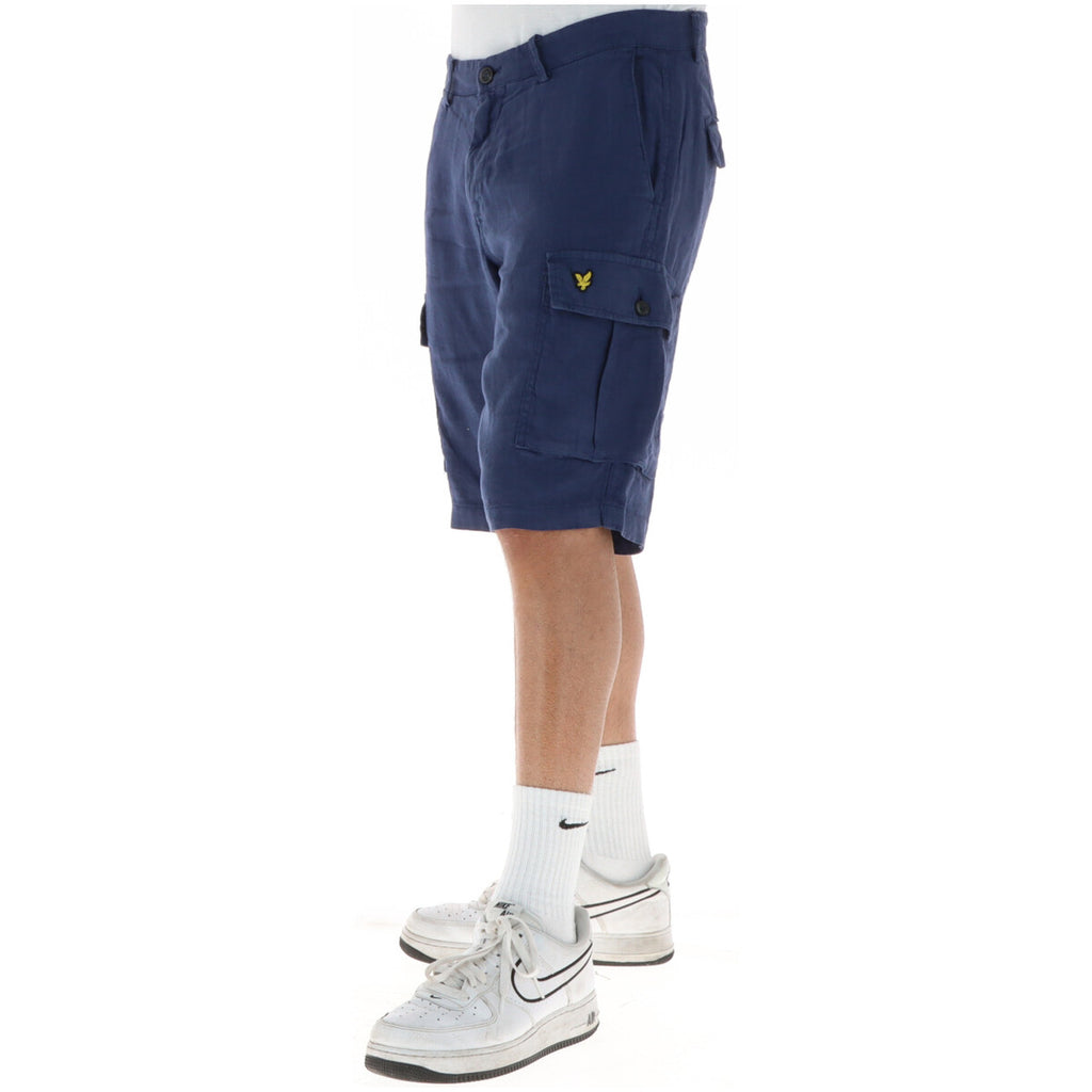 Lyle And Scott Bermuda Uomo Lino Blu Primavera Estate Slim