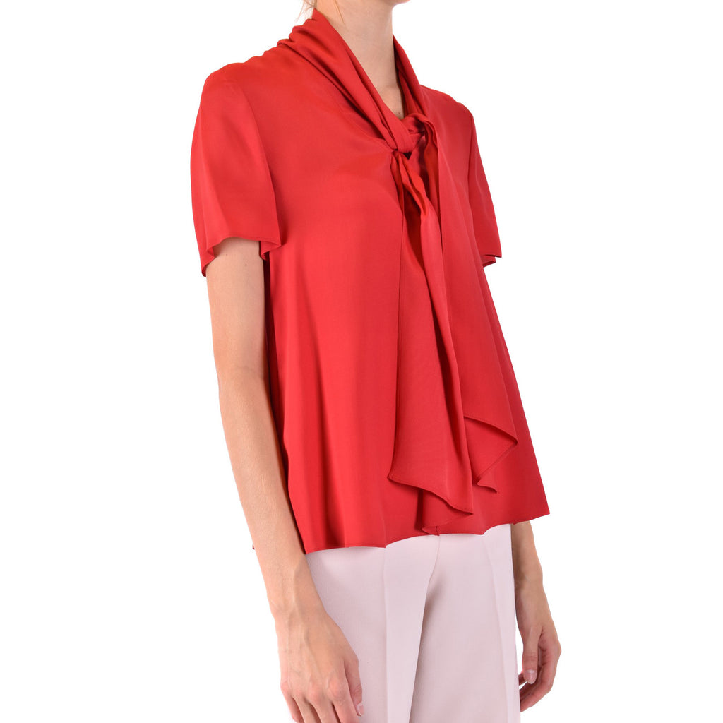 Emporio Armani Blusa Donna Rosso Seta Acetato Maniche Corte