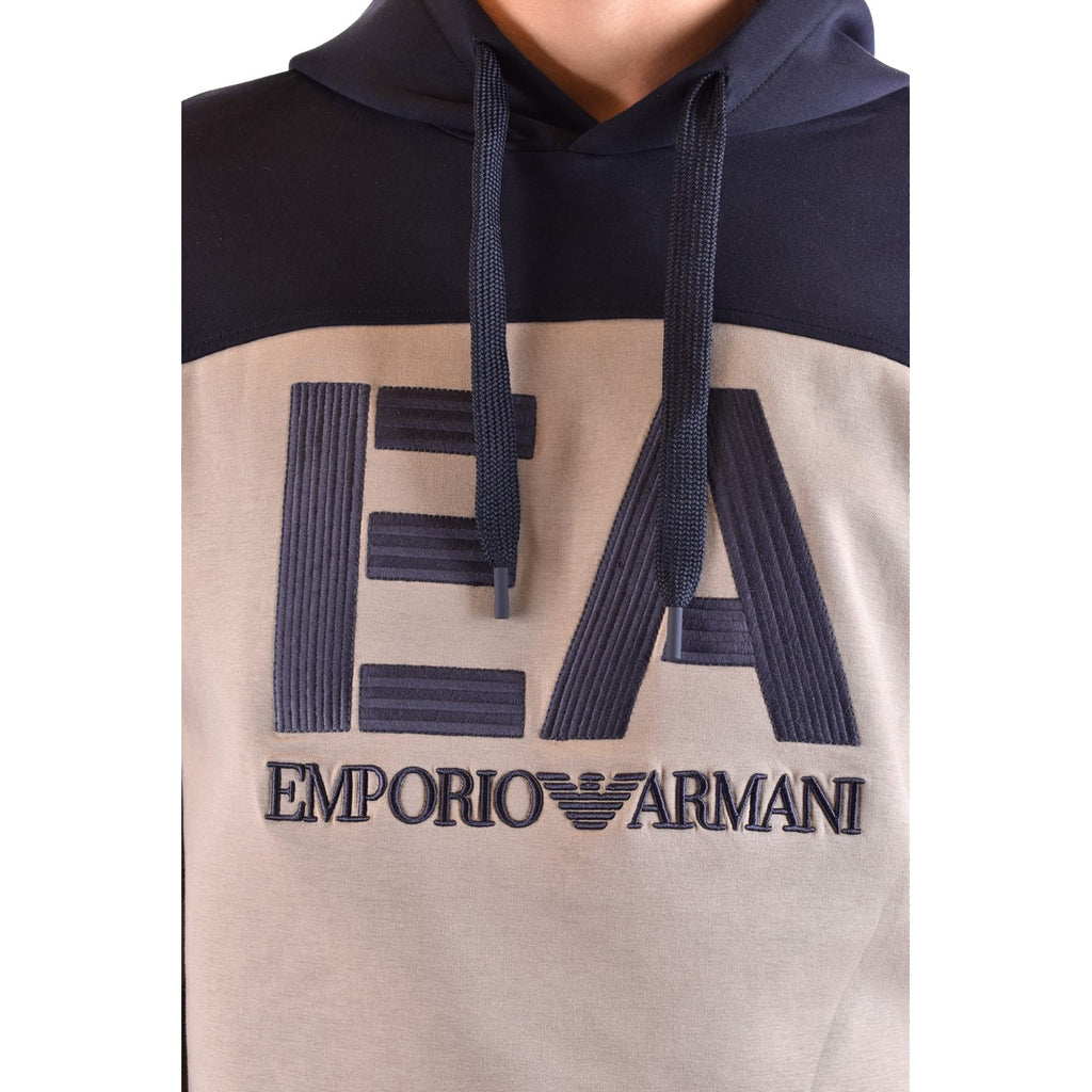 Emporio Armani Felpa Uomo Cappuccio Stampa Multicolore Autunno Inverno Cotone