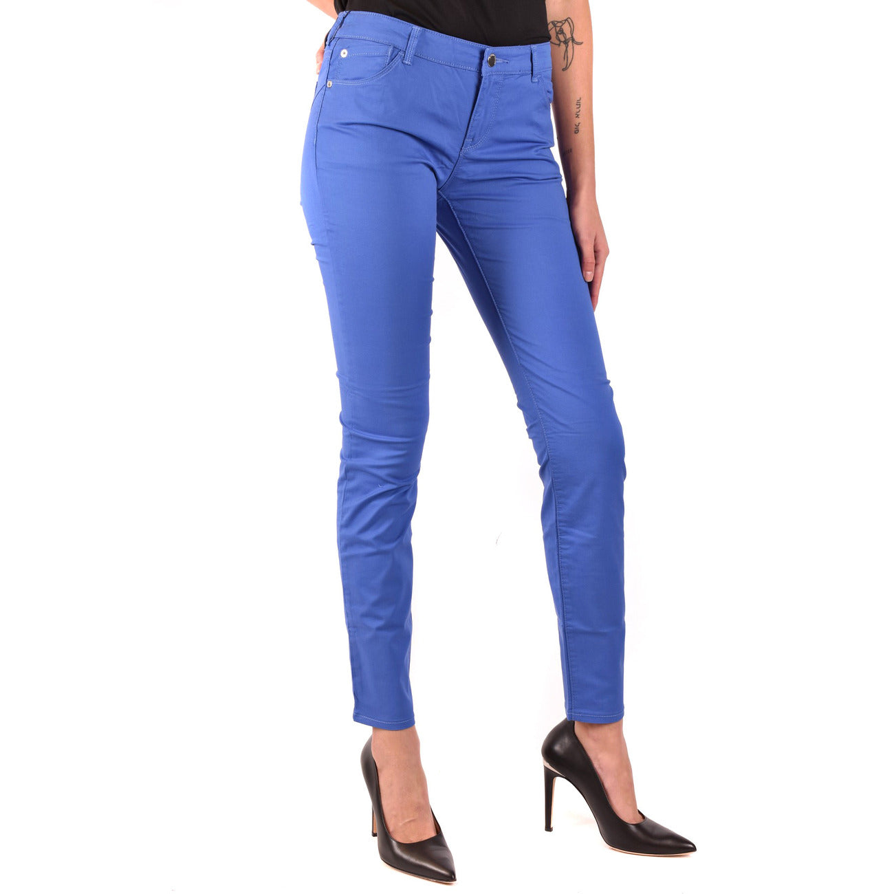 Emporio Armani Pantaloni Donna Blu Cotone Elasticizzato Primavera Estate