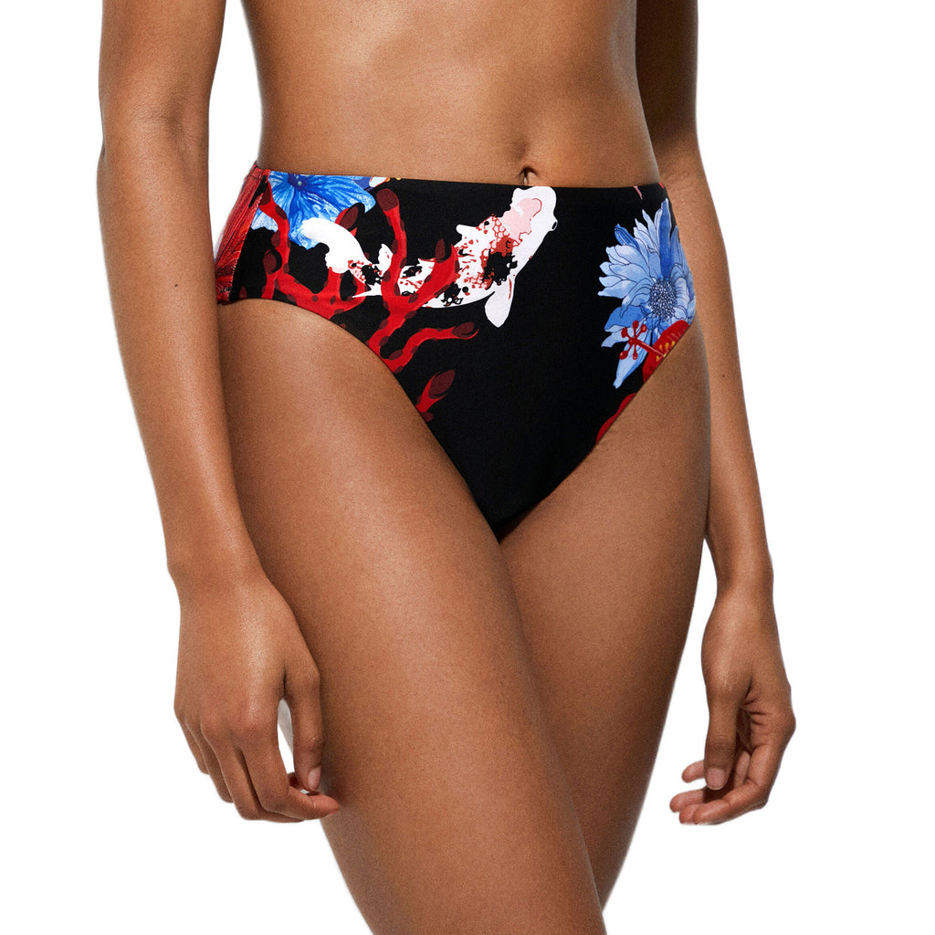 Desigual Costume Intero Donna Nero Stampa Elegante Primavera Estate