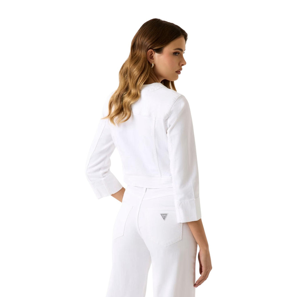 Guess Giacca Donna Rosalia Bianca Maniche Lunghe Primavera