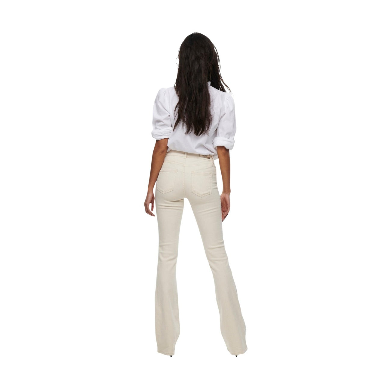 Only Jeans Donna Bianco Stretch Vita Alta Zip Bottone Primavera Estate