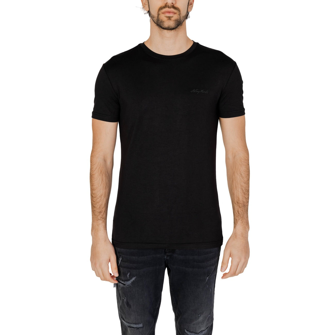 Antony Morato T Shirt Uomo Nero Girocollo Maniche Corte Cotone Modal