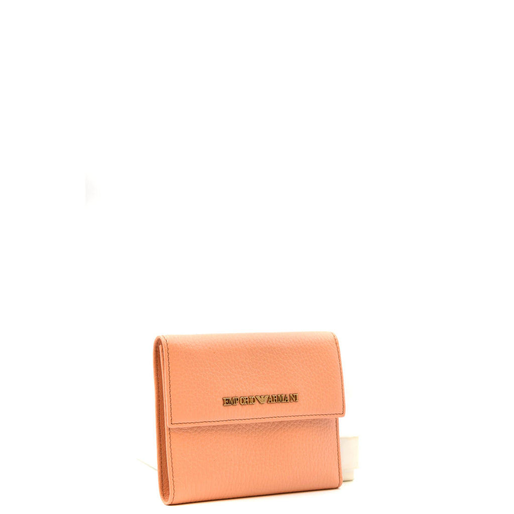 Emporio Armani Portafoglio Donna Pelle Corallo Con Bottone E Tasche