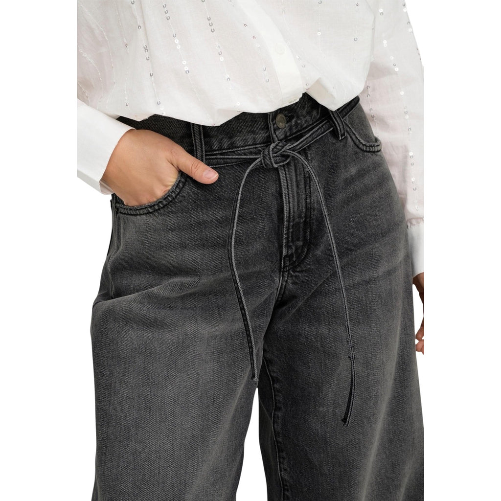 Only Jeans Donna Gianna Mid Waist Straight Nero Con Cintura E Tasche