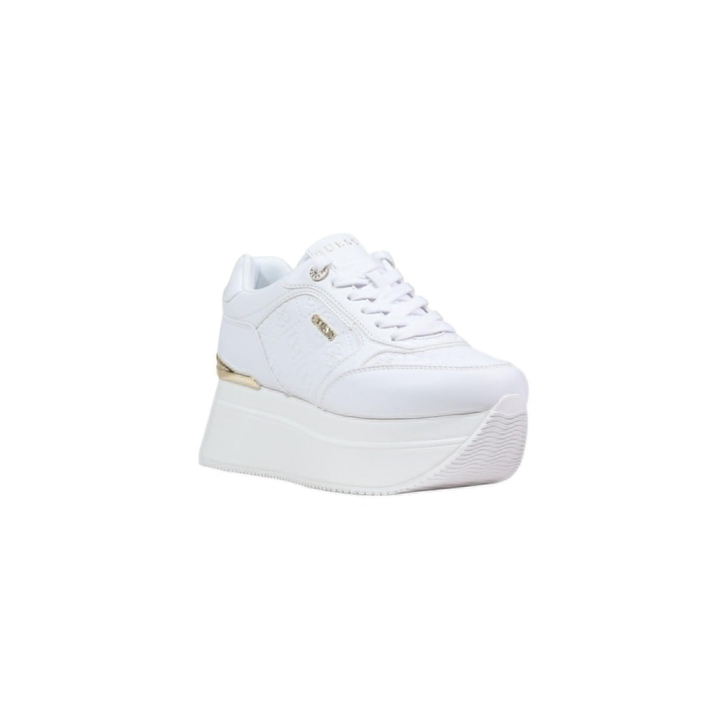 Guess Sneakers Donna Platform Bianco Con Plateau E Lacci Primavera Estate