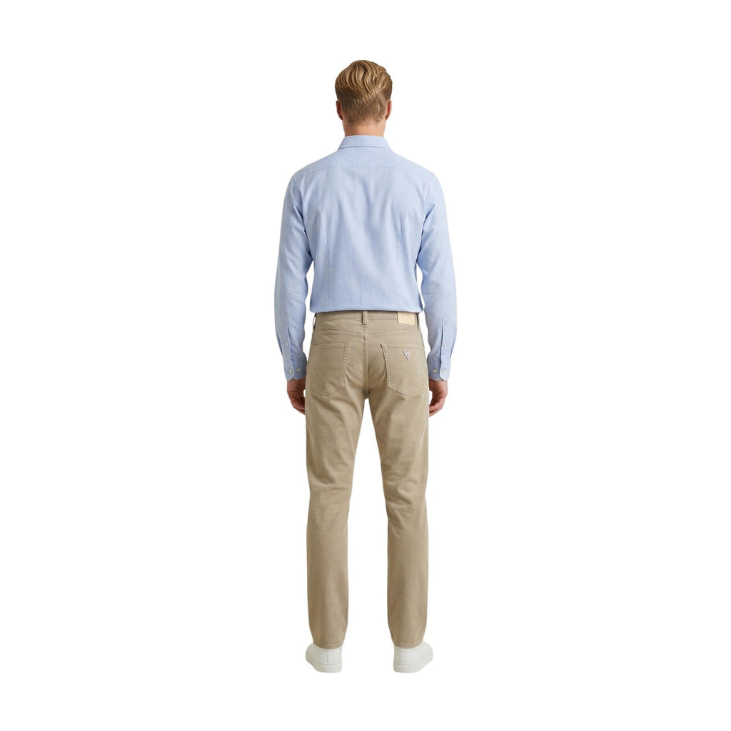 Guess Pantaloni Uomo Beige Primavera Estate In Cotone Elasticizzato