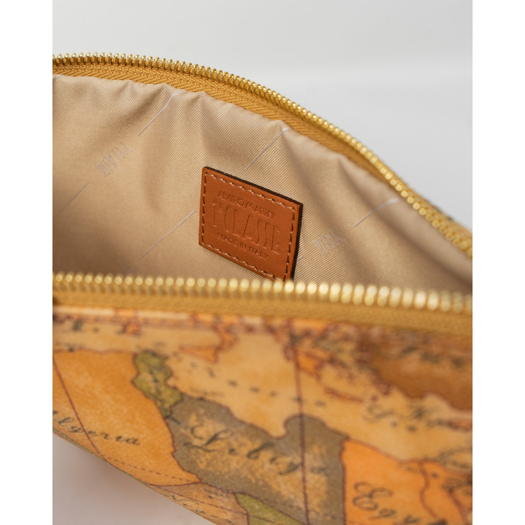 Alviero Martini Prima Classe Borsa Donna Marrone In Poliuretano Con Chiusura Zip Tasche Interne Piccola 25.5x15x1 Cm