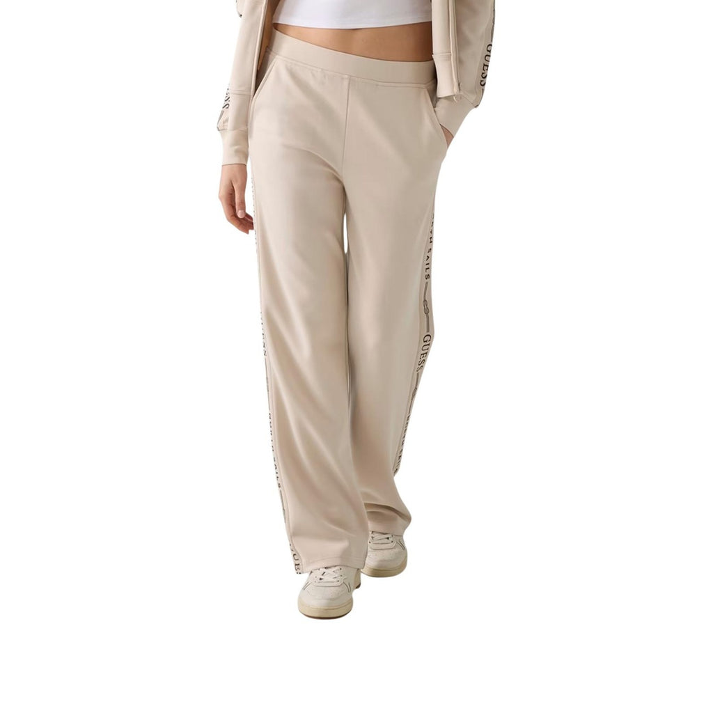 Pantaloni Donna Guess Beige In Modal Poliestere E Spandex Con Lacci