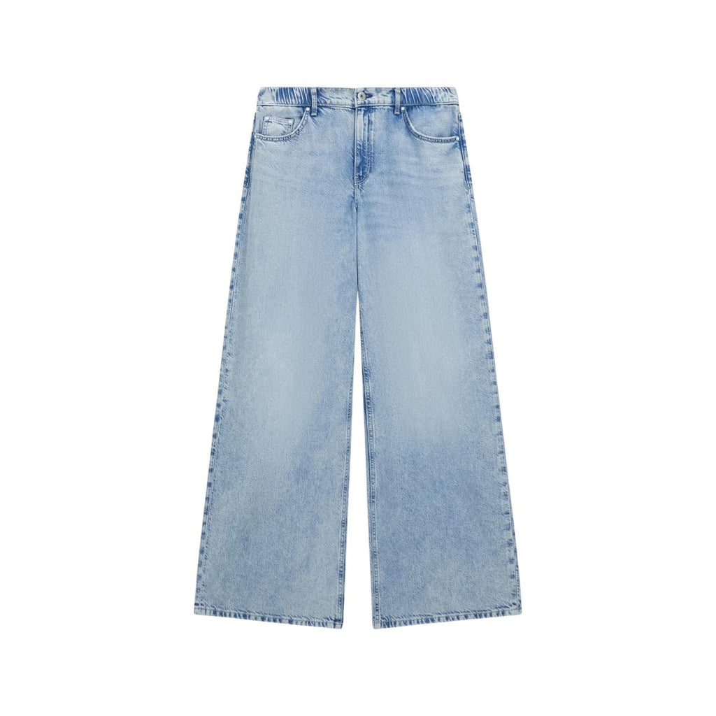 Guess Jeans Donna Wide Loose Vita Media Azzurro Tencel Lyocell