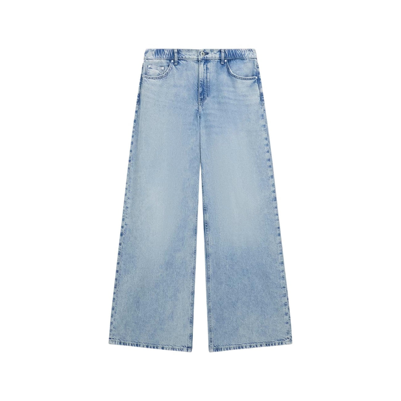Guess Jeans Donna Wide Loose Vita Media Azzurro Tencel Lyocell