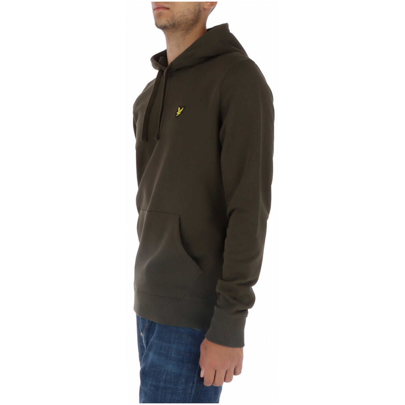 Lyle And Scott Felpa Uomo Verde Stampa Cappuccio Tasche Cotone Puro
