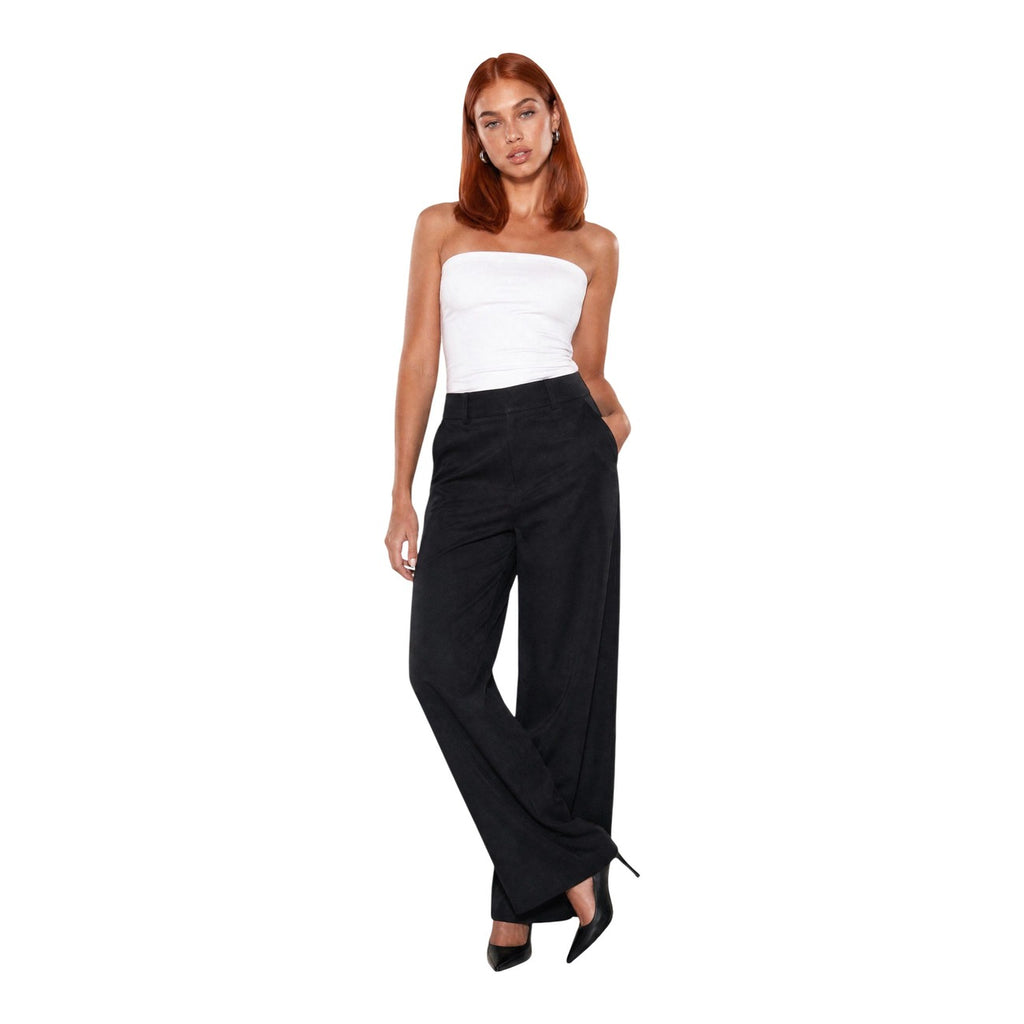 Guess Pantaloni Donna Wide Leg Bastienne Nero 100 Viscosa Primavera