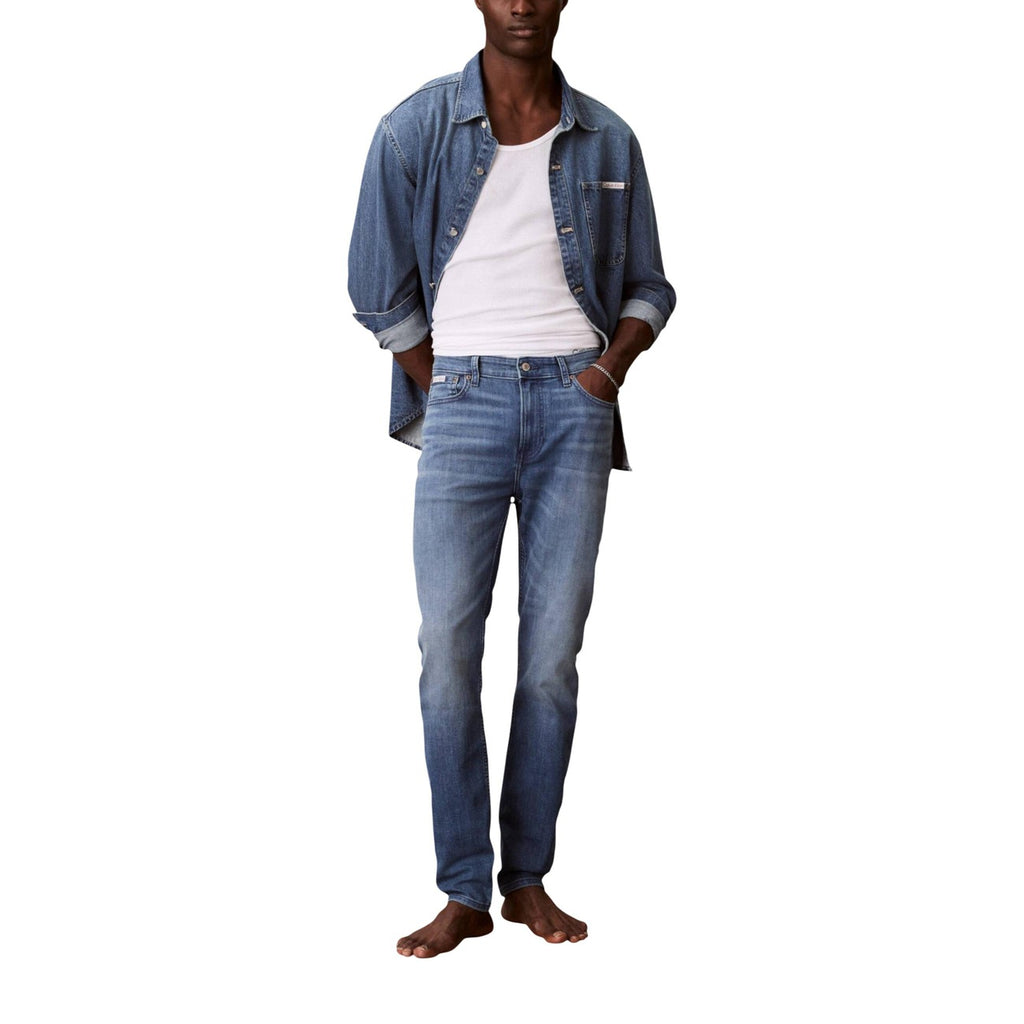 Jeans Uomo Calvin Klein Blu Con Chiusura Zip E Bottone Primavera Estate