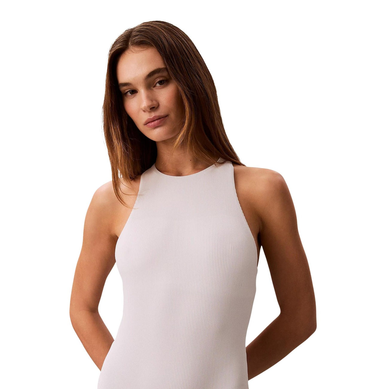 Calvin Klein Jeans Costume Intero Donna Bianco Scoop Back