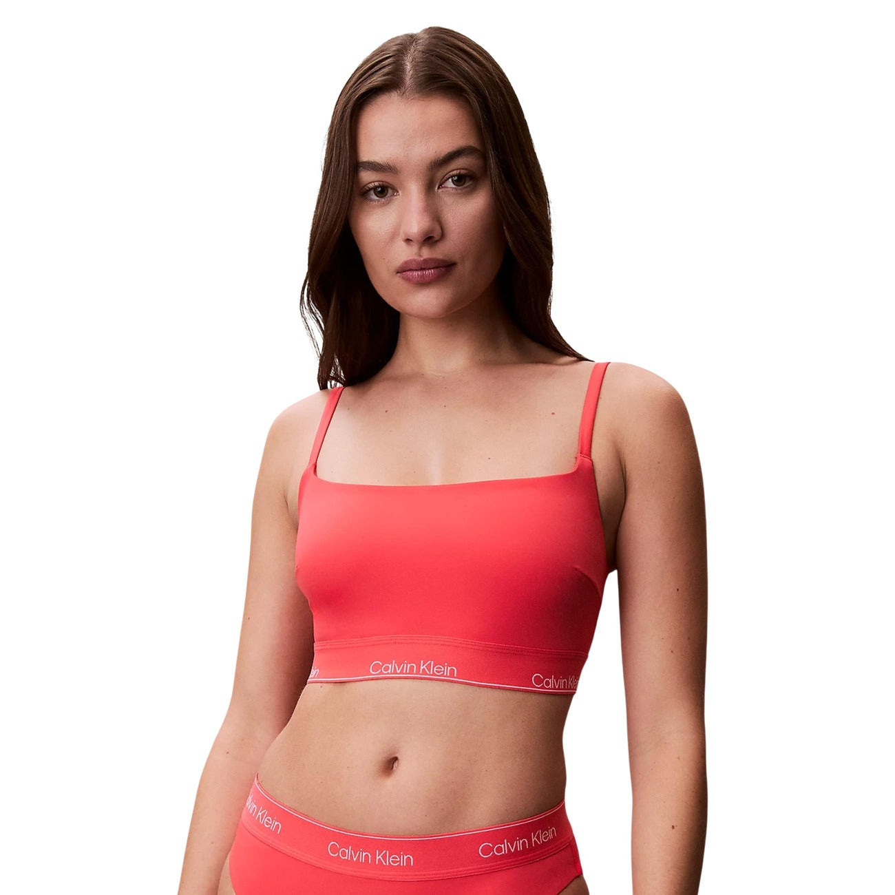 Calvin Klein Jeans Costume Donna Bikini Top Arancione Scollo Quadrato