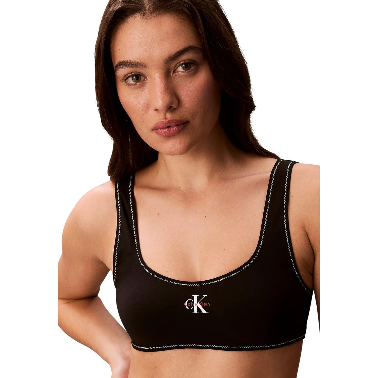 Calvin Klein Jeans Costume Bralette Donna Rosa In Nylon Elastan