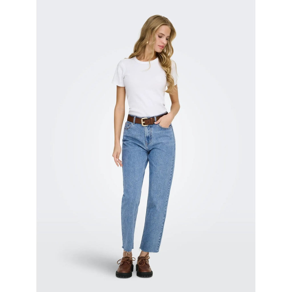Only Jeans Donna Blu Elasticizzato Cotone Vita Regular Primavera Estate