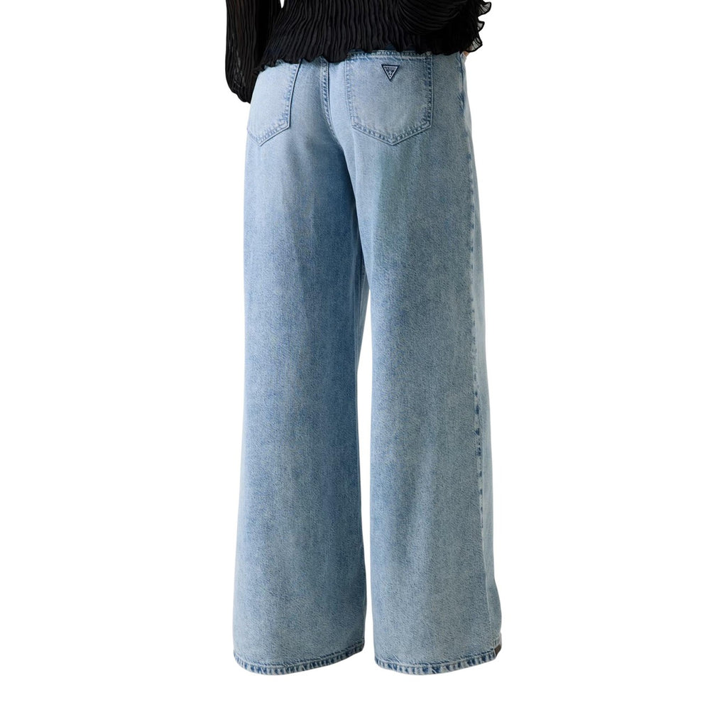 Guess Jeans Donna Wide Loose Vita Media Azzurro Tencel Lyocell