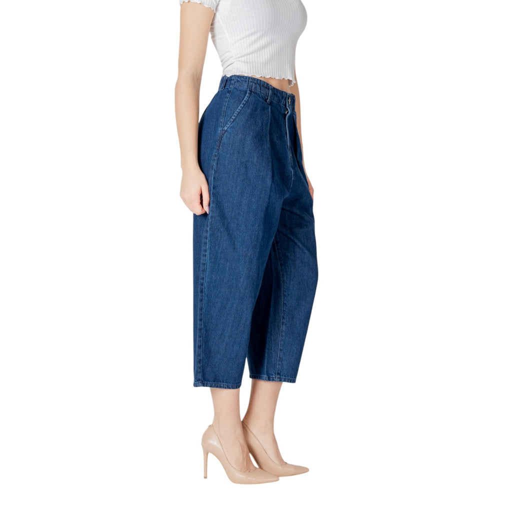 Only Jeans Donna Azzurro Vita Media 100 Cotone Zip E Bottone