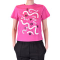 Emporio Armani T Shirt Donna Rosa Stampa Cotone Scollo Quadrato