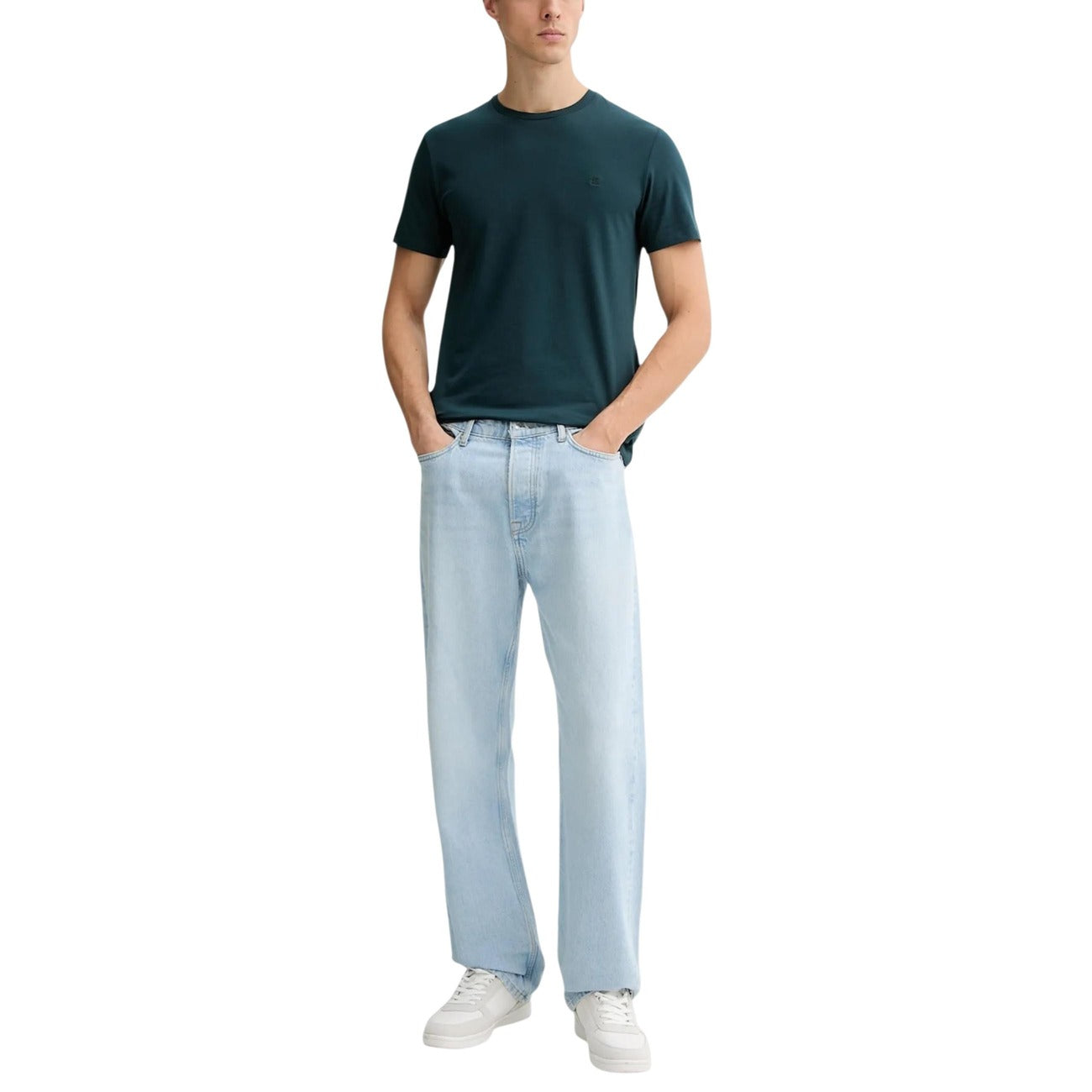 Calvin Klein T Shirt Uomo Verde Cotone Elastan Maniche Corte